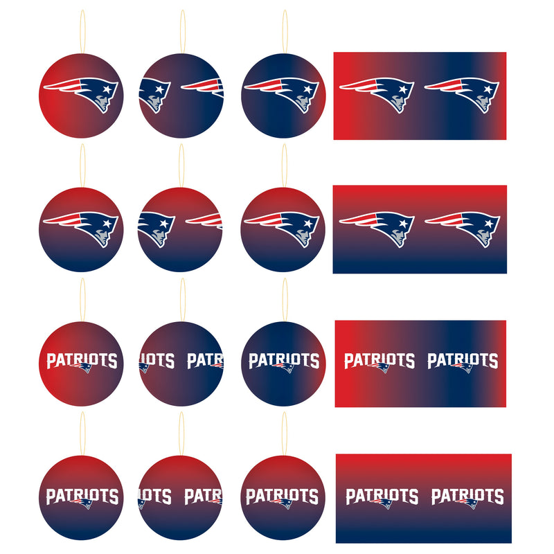 Holiday Ball Ornaments, Set of 12,  New England Patriots,3ot381812