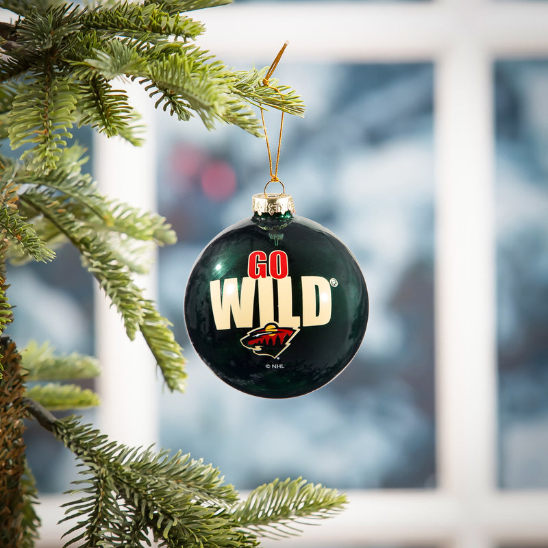 Blown Glass Ornament, Minnesota Wild,3ot4363bgo