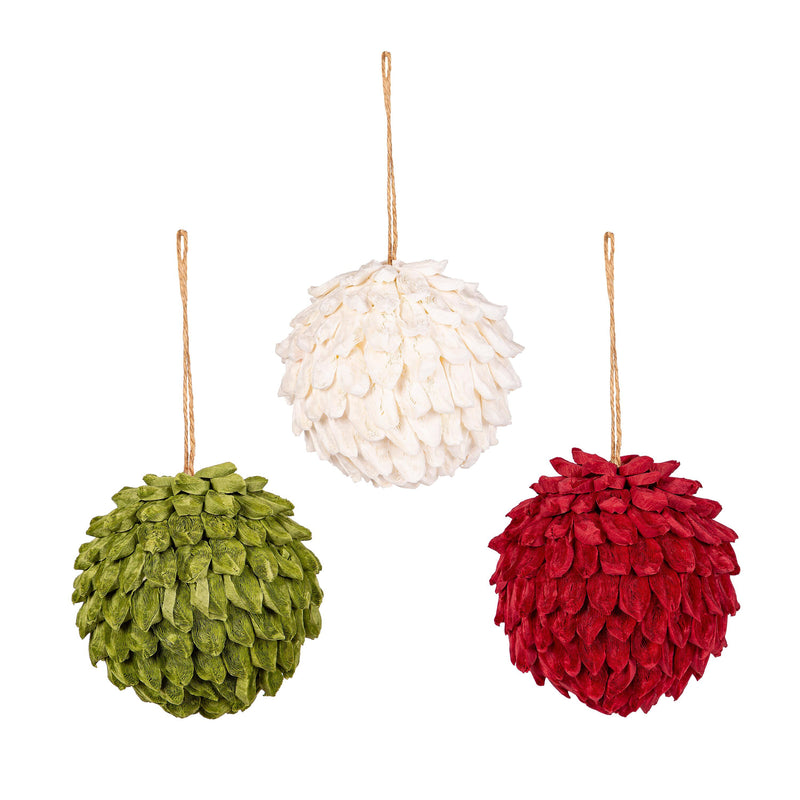 4" Paper Ruffled Ball Ornament,3ot826