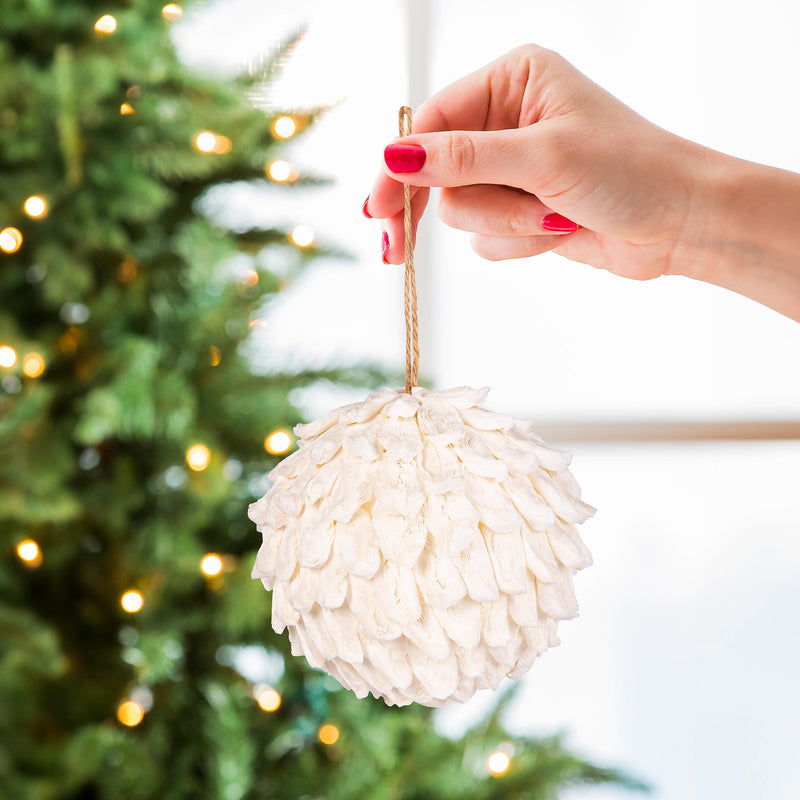 4" Paper Ruffled Ball Ornament,3ot826