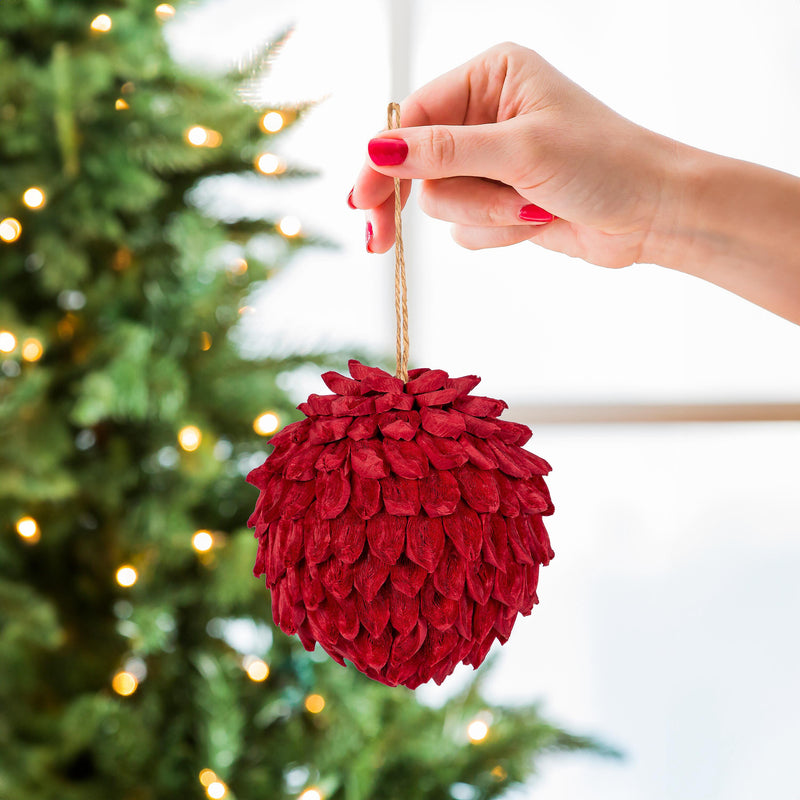 4" Paper Ruffled Ball Ornament,3ot826