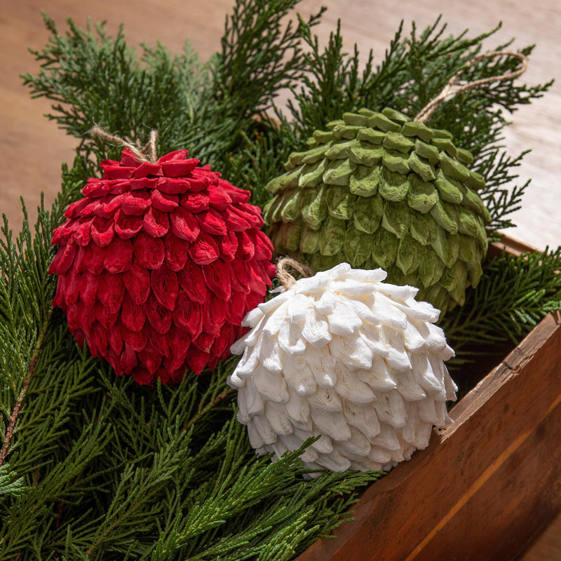 4" Paper Ruffled Ball Ornament,3ot826