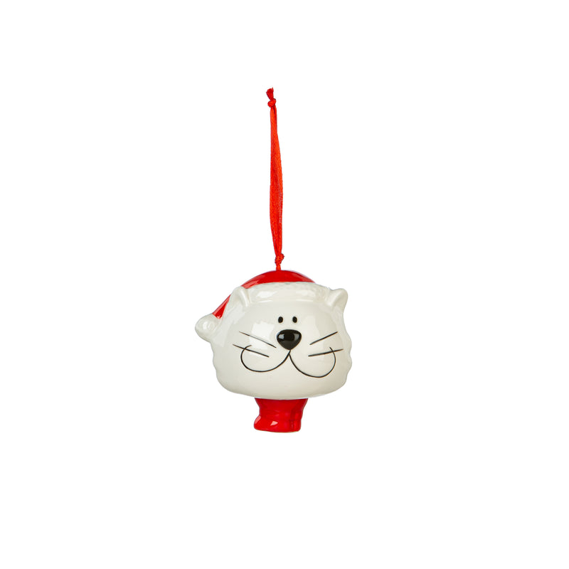 3.5" Ceramic Christmas Cat Ornament,3otc055