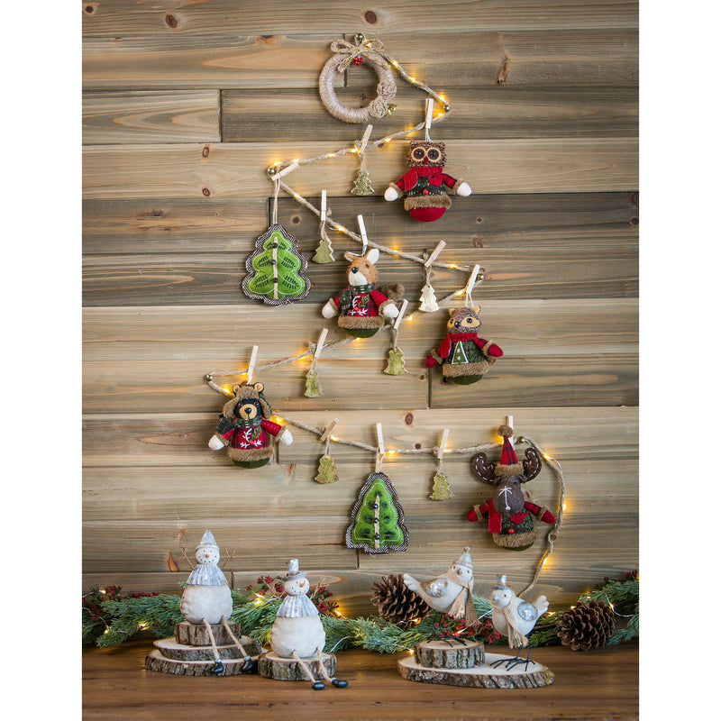 Evergreen Holiday Decorations,Woodland Icon Polyester Ornament, 5 ASST,4.5x2.5x5 Inches