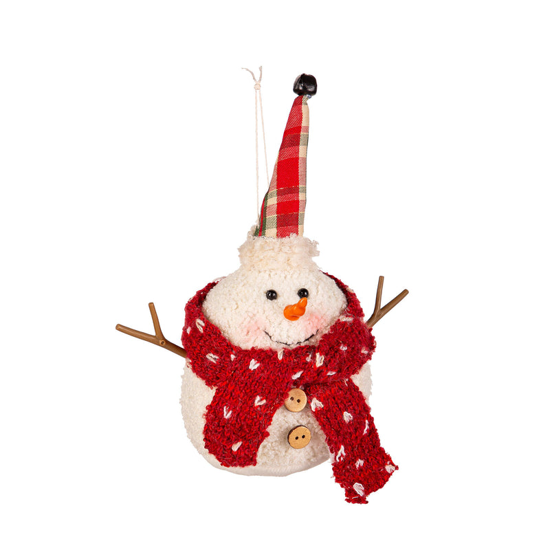 Fabric Snowman Ornament with Branch Arms in Tray,3otf224