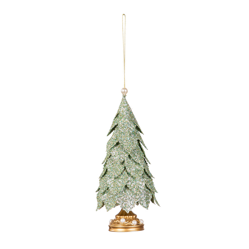 6" Metallic Glitter Tree Ornament,3otf244