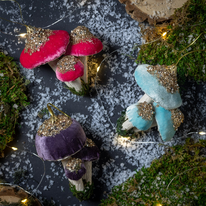 3.5" Mushroom with Glitter Ornament Set,3otf247