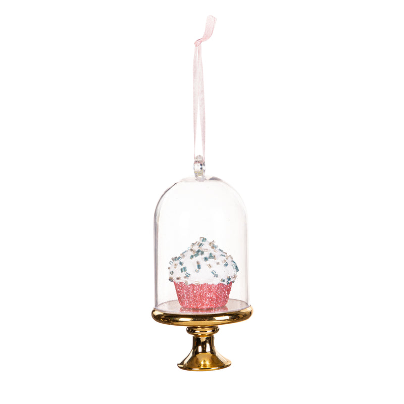 5" Plastic Cupcake in Cloche Ornament,3otg437