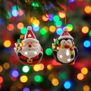4" LED Ceramic Christmas Icon Ornament, 2 Asst: Santa, Penguin,3otl354