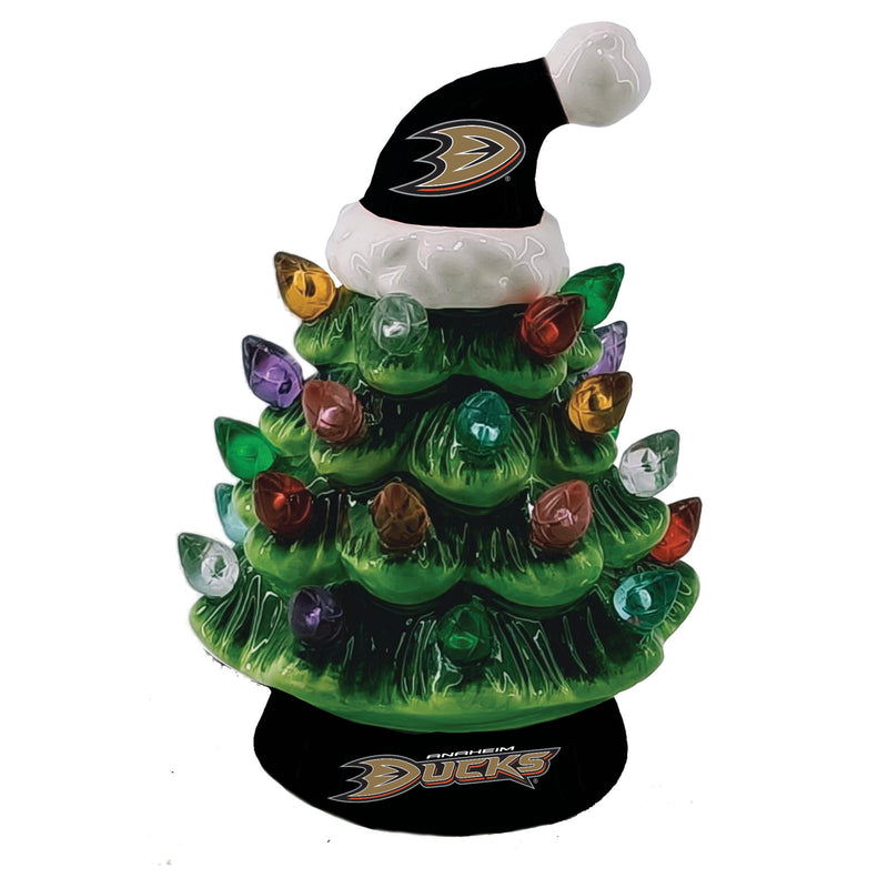 4" LED Ceramic Christmas Tree Ornament with Team Santa Hat, Anaheim Ducks,3otl4350to