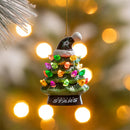 4" LED Ceramic Christmas Tree Ornament with Team Santa Hat, Dallas Stars