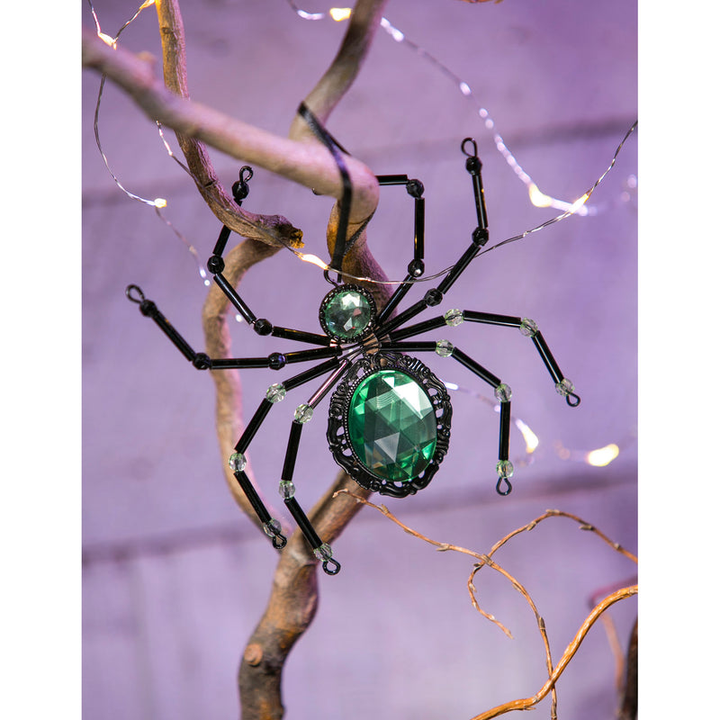 Evergreen Holiday Decorations,Metal Spider Ornament, Orange/Blue/Red/Purple/Green, 5 Assorted,5x0.5x5 Inches