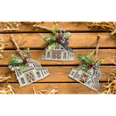 Metal Barn Ornament with Artificial, 3 Asst,3otm229