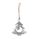 Galvanized Metal Tree Ornament with Bell, Red/Gray, 2 Asst,3otm262