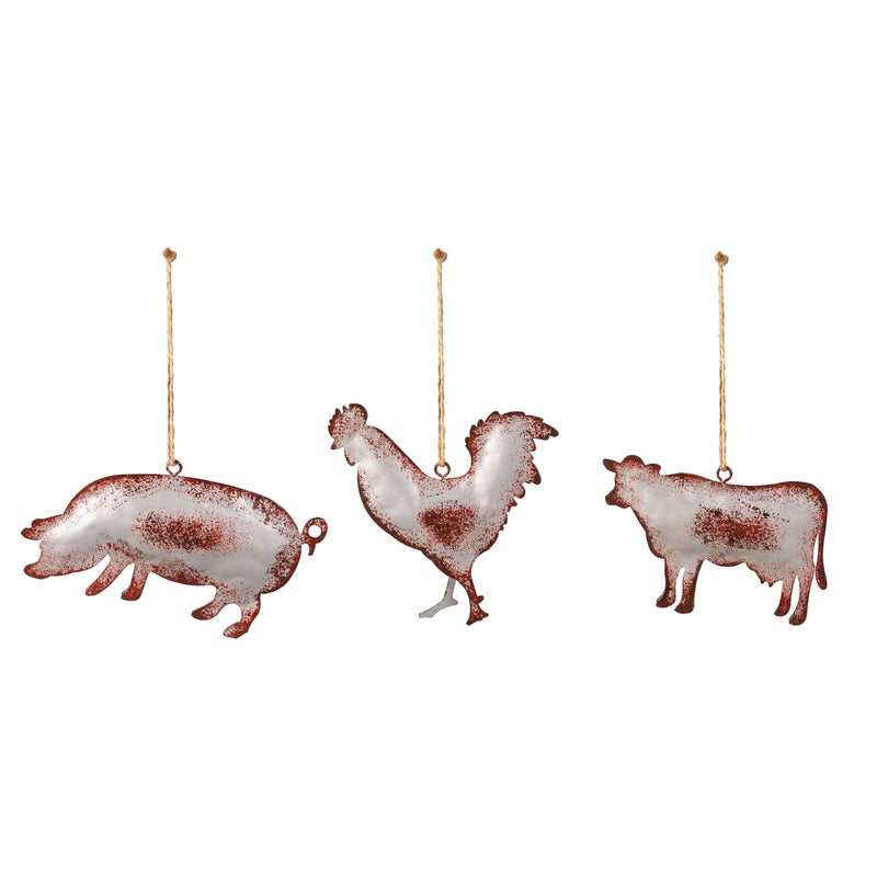 Metal Farm Animal Ornament,3otm396