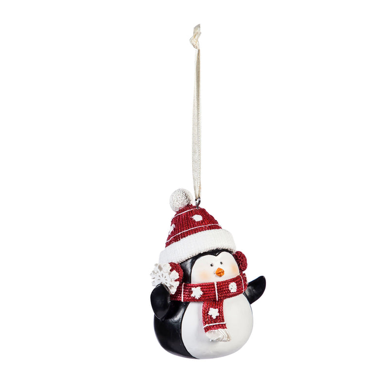 Resin Portly Ornament, Polar Bear/Penguin with Hat, 2 Asst,3otr123