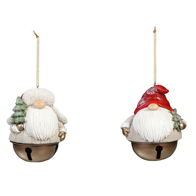 Polyresin Winter Gnome Bell Ornament, 2 Asst,3otr142