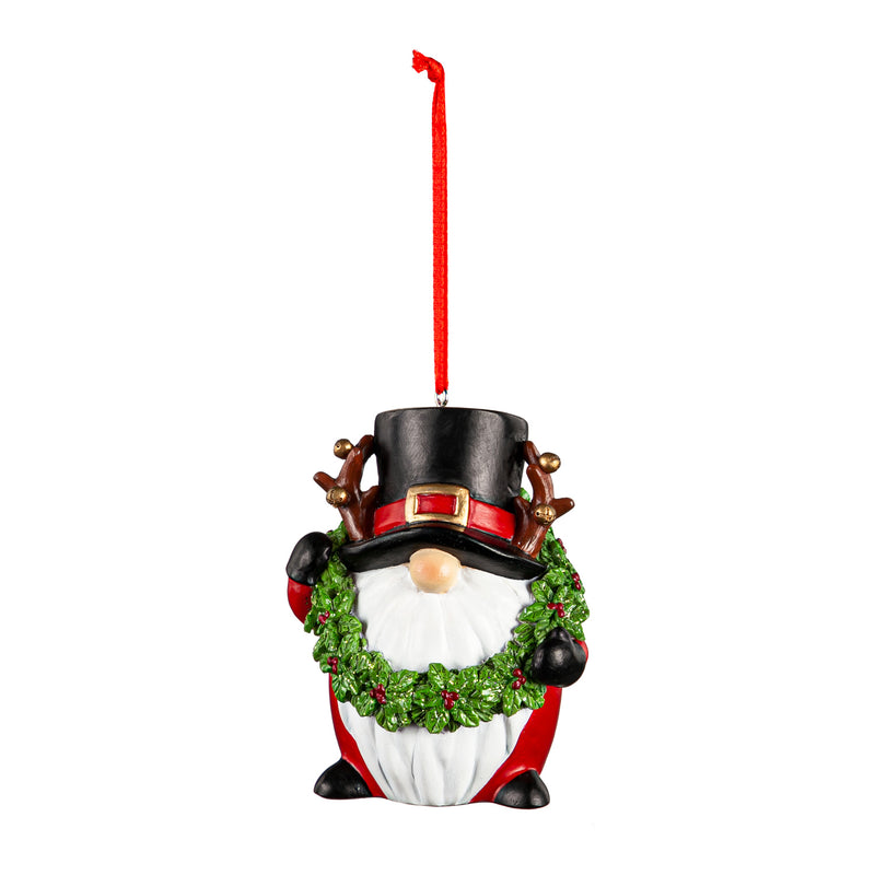 Resin Gnome with Wreath Ornament, 2 Asst,3otr160