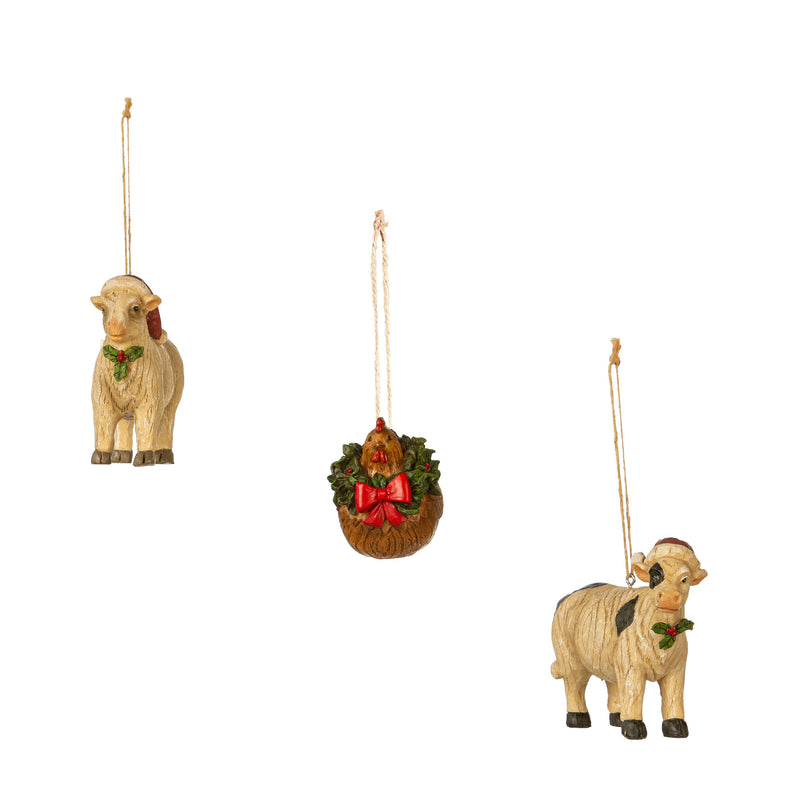 Resin Christmas Farm Animal Ornament,3otr204