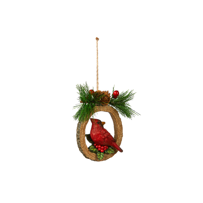 4.5" Resin Cardinal with Artificial Ornament,3otr213