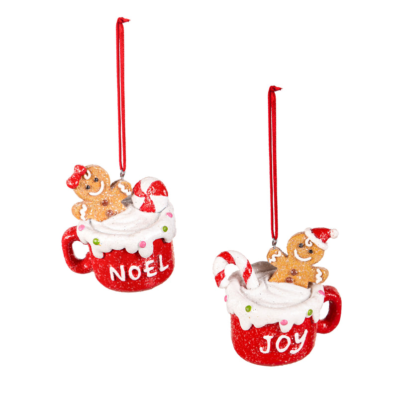 2.5" Resin Mug with Gingerbread Ornament,3otr217