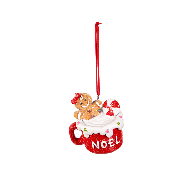 2.5" Resin Mug with Gingerbread Ornament,3otr217