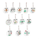 Traditional Santa Ornament Christmas Most Likely To... Round Wood with Wood Display