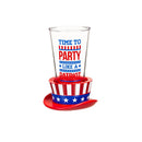 16oz Pint Glass with Coaster, Party Like A Patriot,3pts001