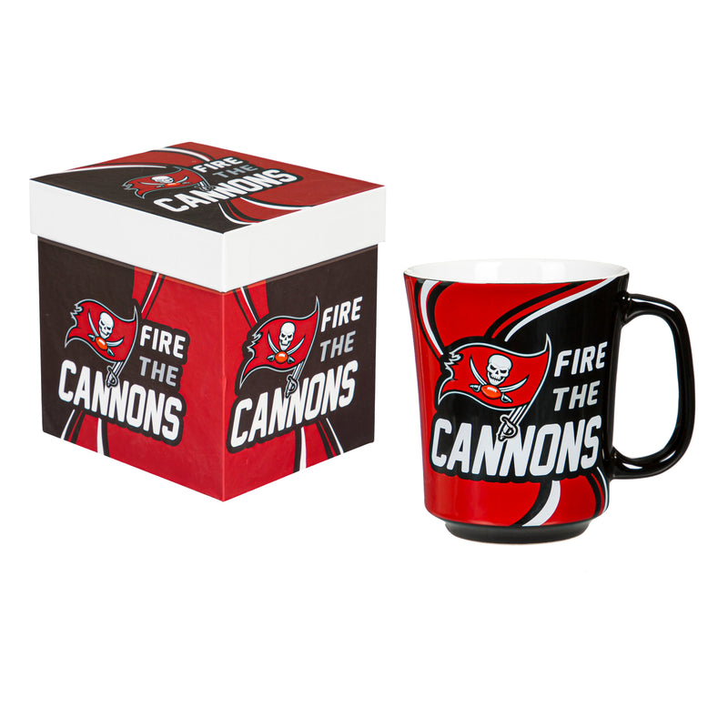 Evergreen Home Accents,Tampa Bay Buccaneers, 14oz  Ceramic with Matching Box,2.28x3.74x4.4 Inches