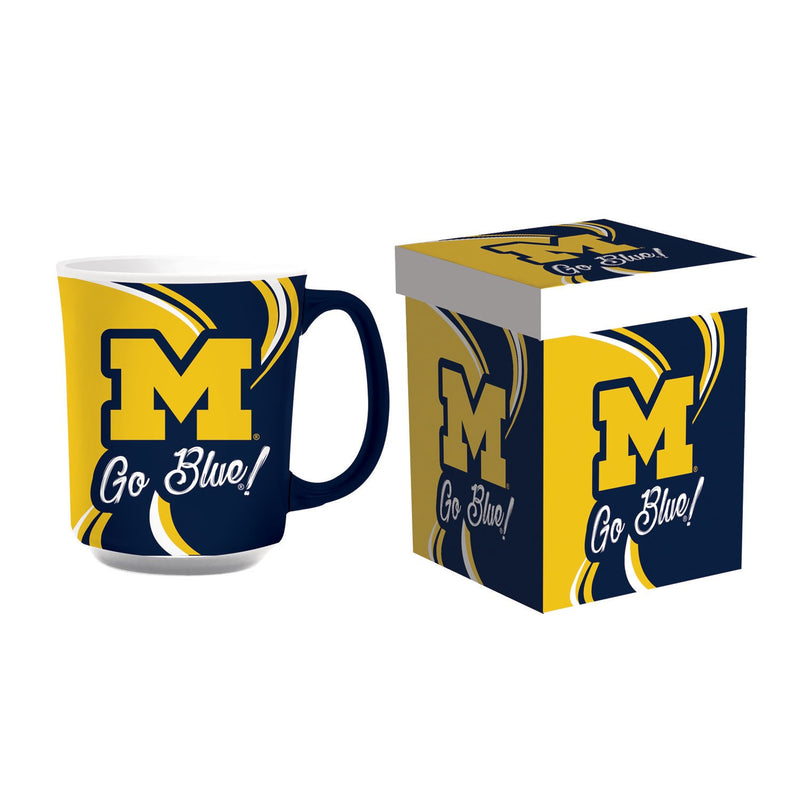 Evergreen Home Accents,University of Michigan, 14oz  Ceramic with Matching Box,2.28x3.74x4.4 Inches