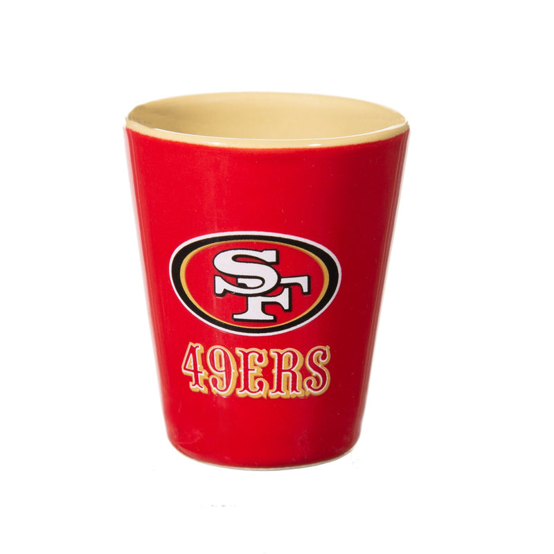 4-Piece Ceramic and Glass 2oz. Cup Set, San Francisco 49ers,3sg3826cgs