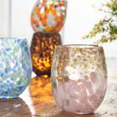 13 oz Stemless Hand Blown Glass with Gift Box, Gold and White,3sl1018