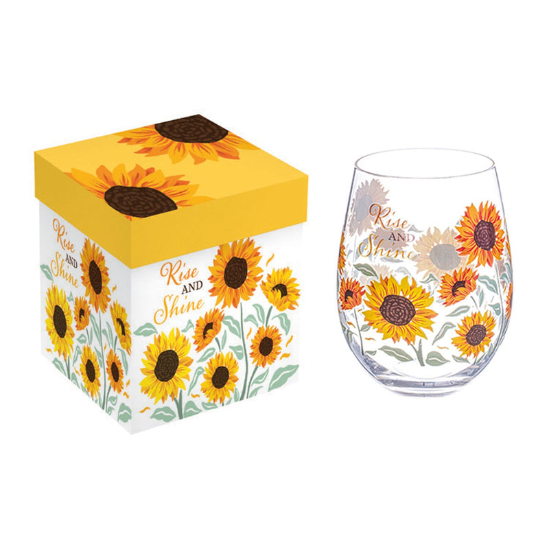 17oz. Stemless Glass w/ Gift Box, Rise and Shine,3sl1079