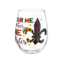 Mardi Gras Fleur De Lis Stemless Glass, 17oz, Gift Box