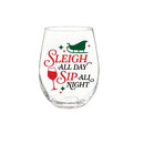 Christmas Vacation Wine Glass Stemless Glass, Sleigh All Day, 17oz, Gift Box