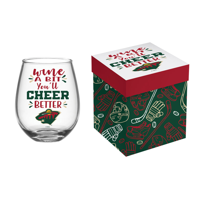Evergreen Home Accents,Minnesota Wild,17oz Boxed Stemless Glass,3.75x3.75x5 Inches