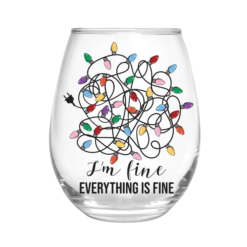 17oz Stemless Glass w/ Gift Box, Everything Is Fine String Lights,3sl628