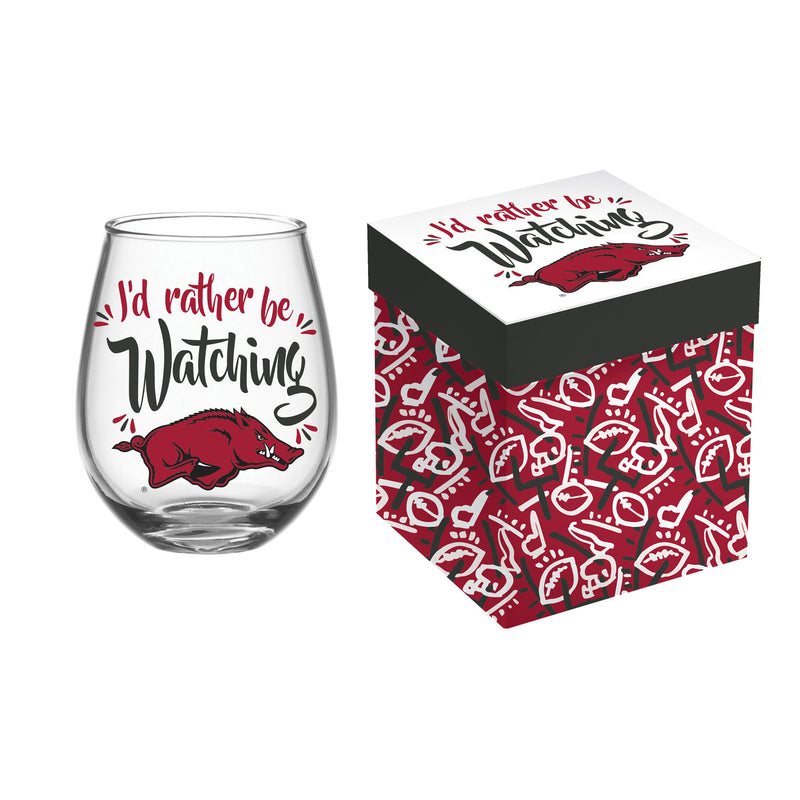 University of Arkansas, 17oz Boxed Stemless Wine,3sl911