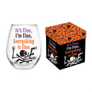 Haunted House Skeleton It's Fine I'm Fine Everything Is Fine Stemless Glass, 17oz, Gift Box