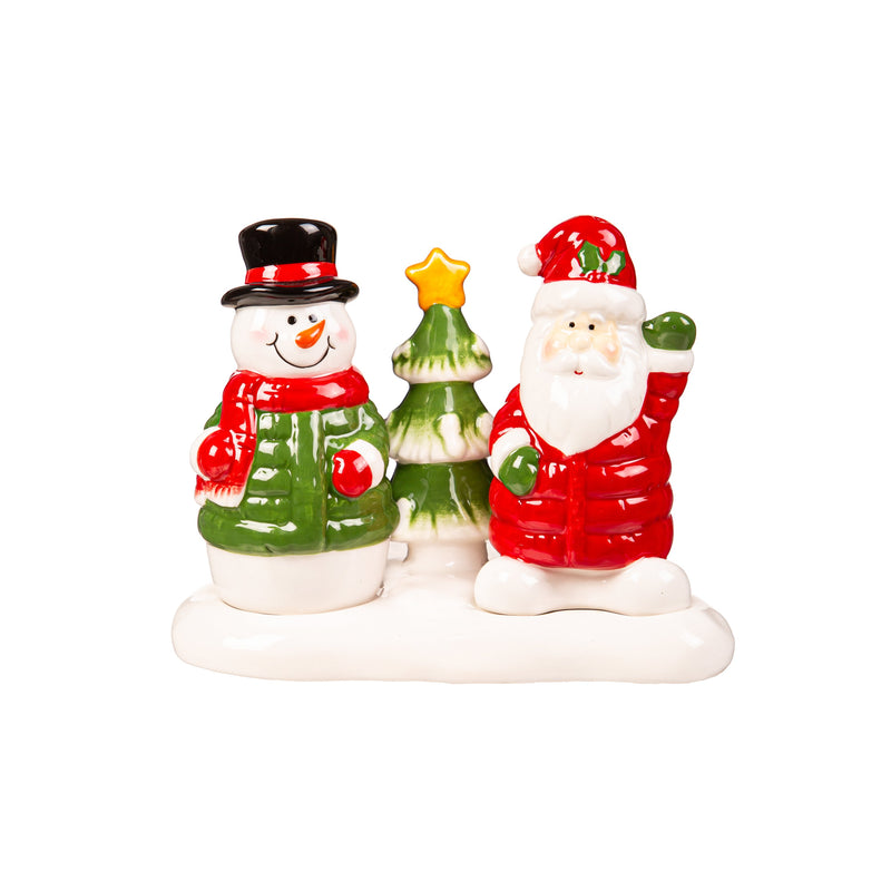 Ceramic Salt and Pepper Set, Christmas Scene,3spc097