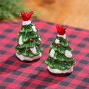 Joyful Traditions Salt and Pepper Shakers Ceramic Christmas Tree with Cardinal, Set
