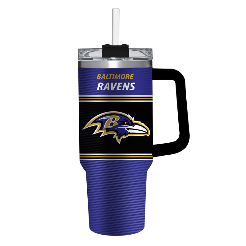 40oz Stainless Steel Mega Cup w/ Straw, Baltimore Ravens,3ss3802cc