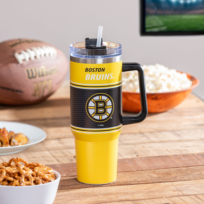 40oz Stainless Steel Mega Cup w/ Straw, Boston Bruins,3ss4351cc