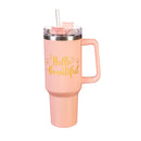 Tumbler Stainless-Steel Canyon Cup w/ Straw, Hello Beautiful, 40oz, Gift Box