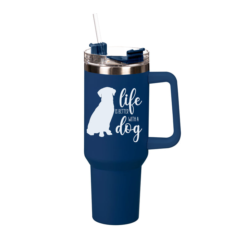 40oz Stainless Steel Canyon Cup w/ Straw, Life is Better With A Dog,3sshd017