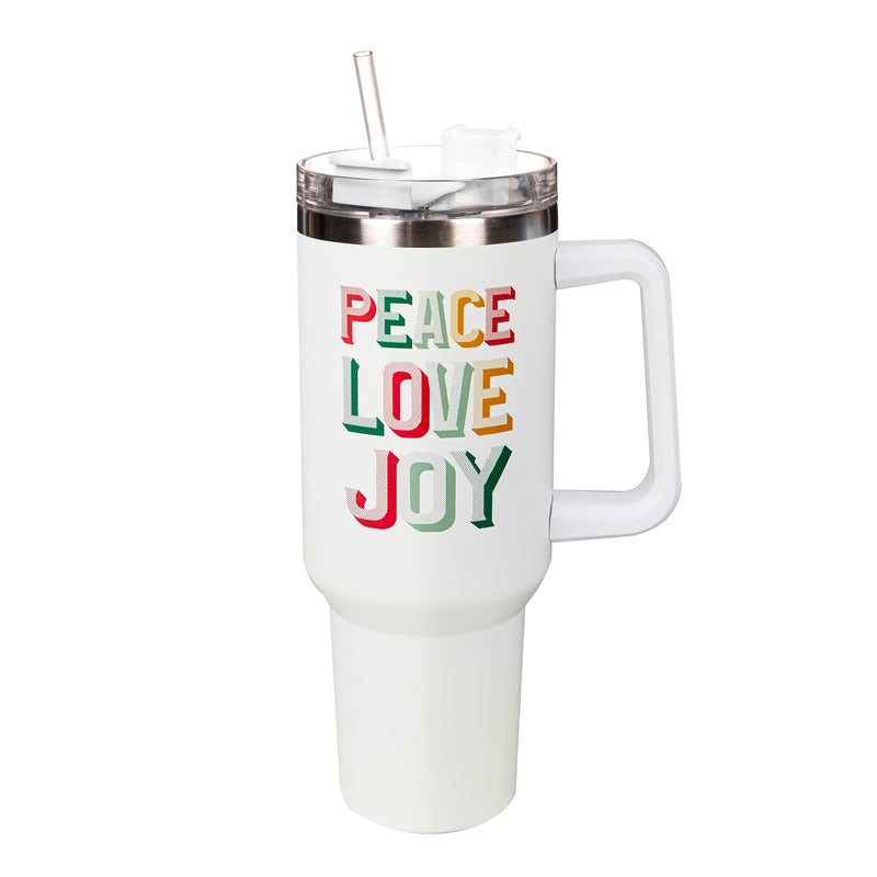 40oz Stainless Steel Canyon Cup w/ Straw, Peace Love Joy,3sshd023