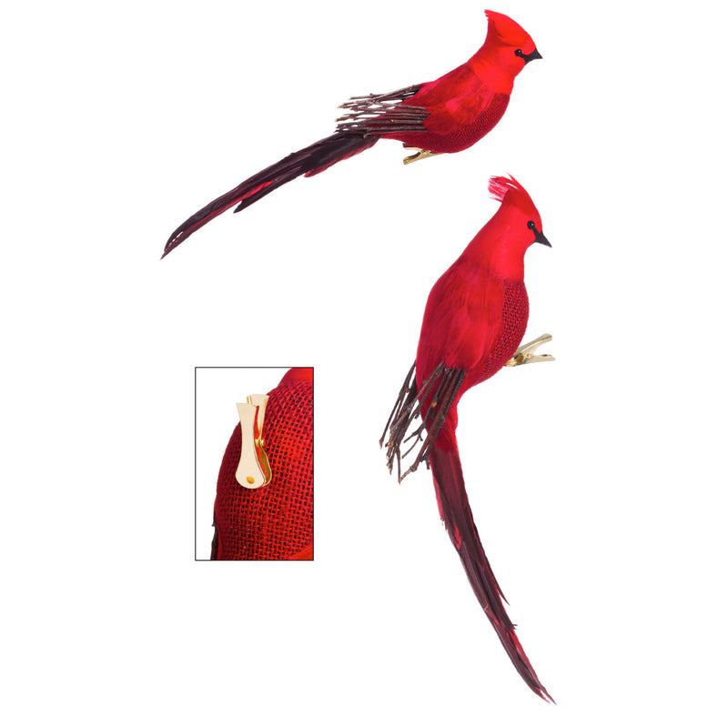 Evergreen Holiday Decorations,Majestic Cardinal Decorative Clip, 2 ASST,13x2.5x3.5 Inches
