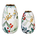 VivaStyle VivaStyle Poinsettia Bliss Vase, Metal Vase, Festive Foliage, Set of 2