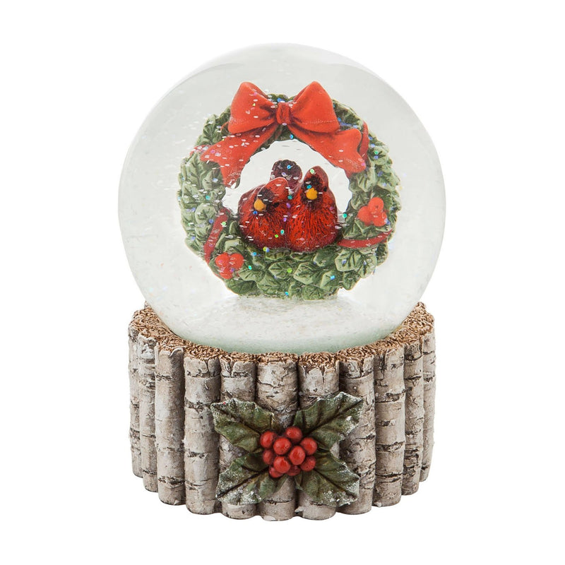 Polystone Cardinal and Wreath Water Globe,3wgl170