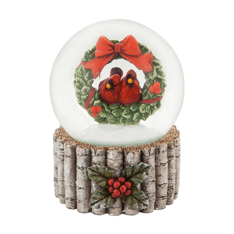 Polystone Cardinal and Wreath Water Globe,3wgl170